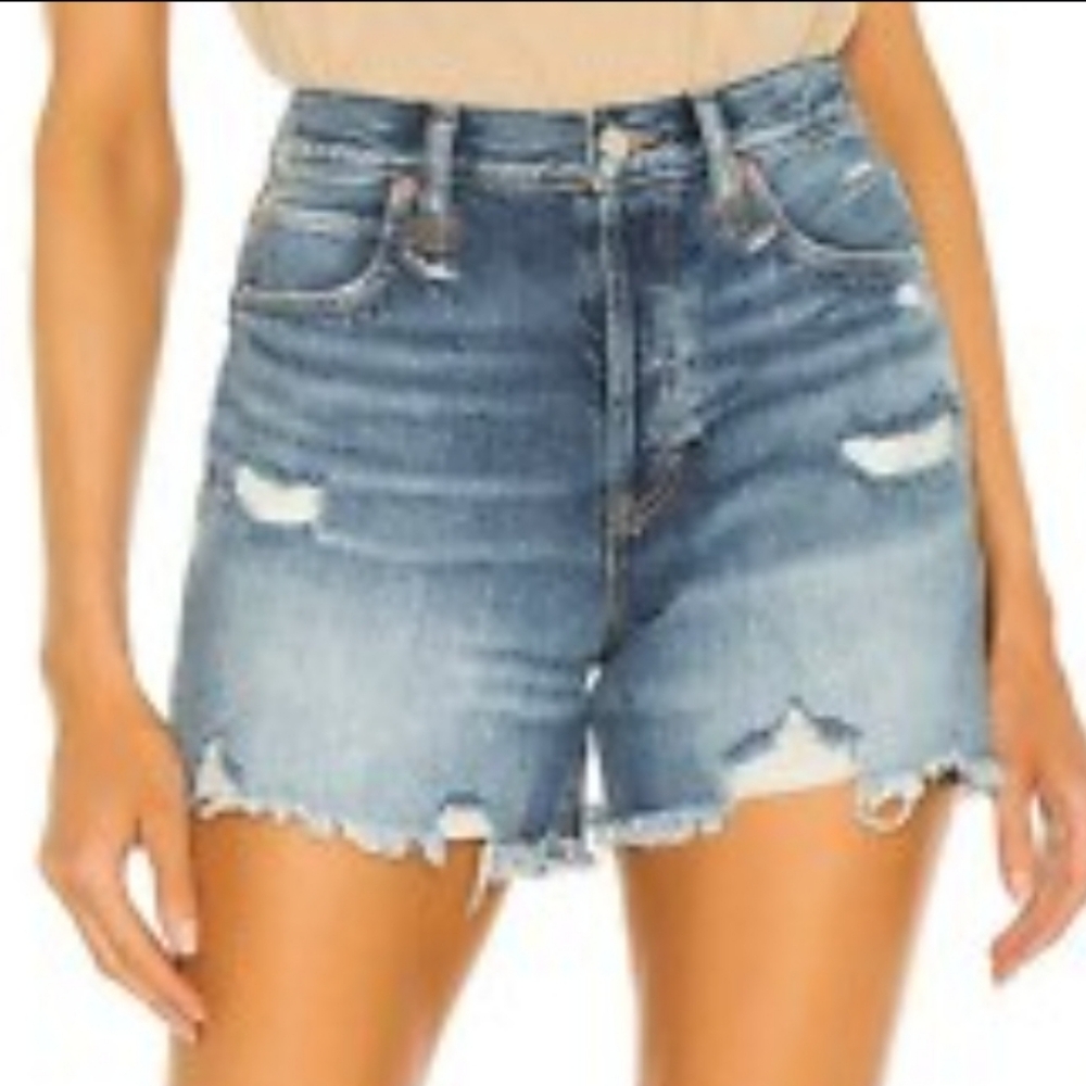 FREE PEOPLE We The Free Women's Blue Distressed Denim Shorts